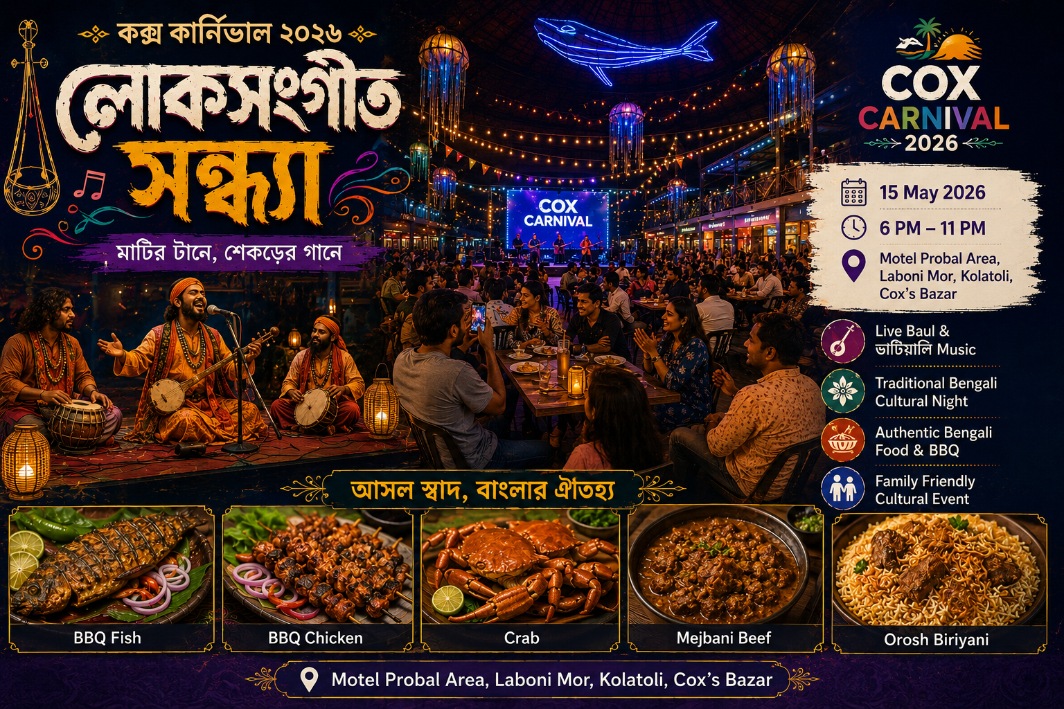 Cox Carnival Folk Music Evening 2026 – A Grand Celebration of Bengali Culture & Music